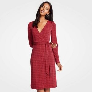 Ann Taylor Illusion Geo Button Cuff Wrap Dress
